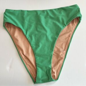 J. Crew High rise high cut leg bikini swim bottom Ladies size medium Green